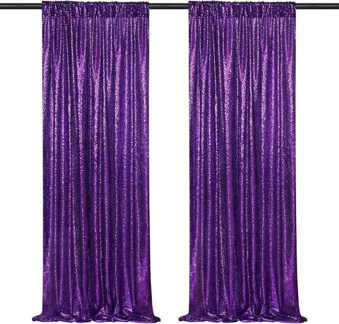Purple Sequin Backdrop 2 Panels 2FTx8FT Glitter Halloween Party Backdrop | by QueenDream