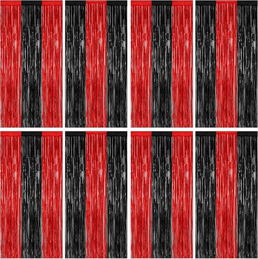 ZATAYE 8 Pack Black Red Halloween Foil Curtain Streamer Decorations | Black Red by ZATAYE