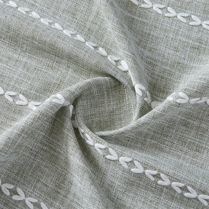 RoomTalks Green Boho Farmhouse Kitchen Curtains 45 Inch Length French Striped - Image 5