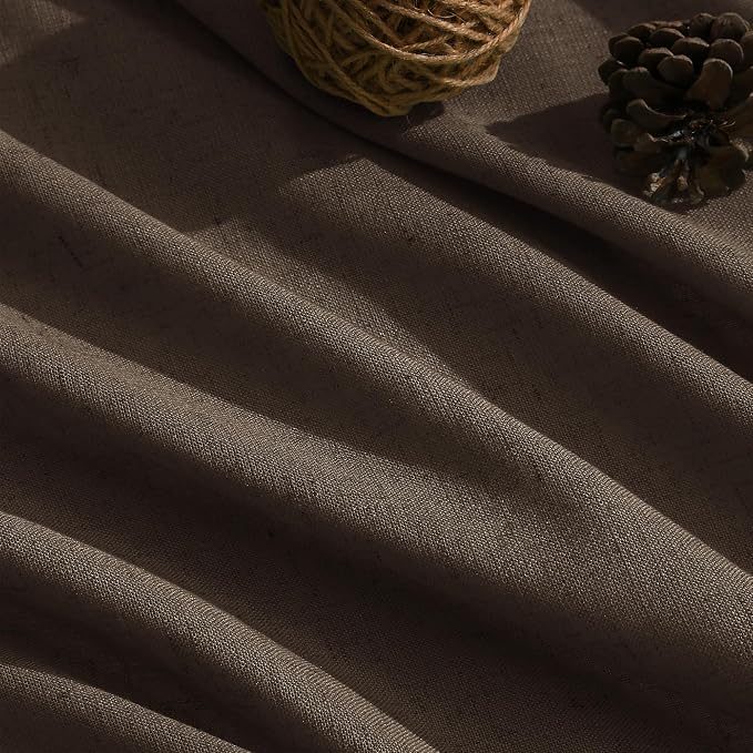 Chocolate Linen Curtains 84 Inch Length 2 Panels Set - Image 5