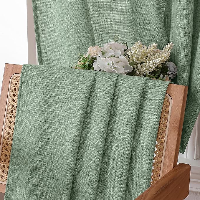 Tollpiz Linen Tier Curtains Rod Pocket Semi Sheer Short Kitchen Curtain Half - Image 6