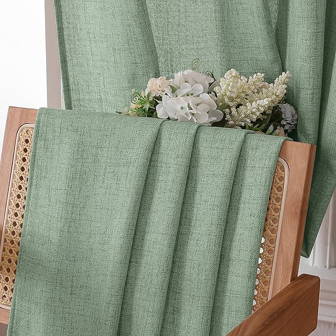 Tollpiz Linen Tier Curtain Rod Pocket Semi Sheer Half Kitchen Curtains Burlap - Image 6