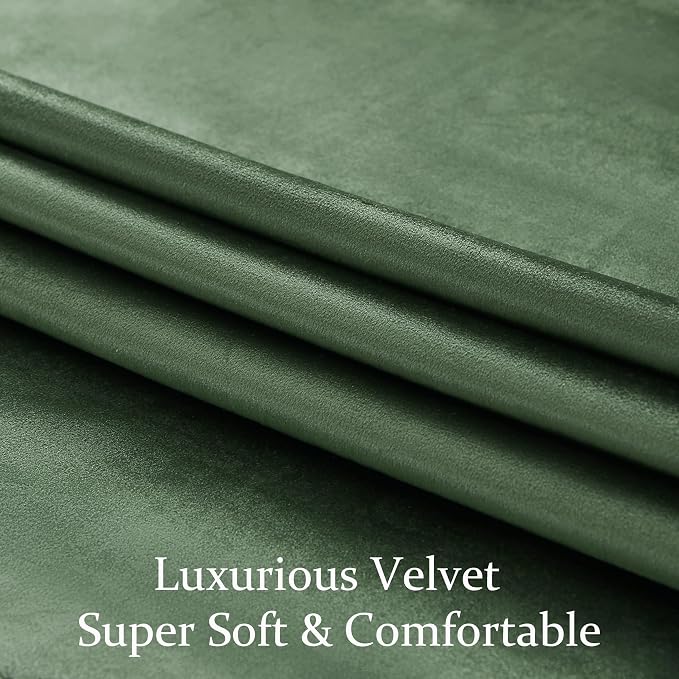 BULBUL Velvet Oilve Green Blackout Curtains 108 inch Length - Image 5