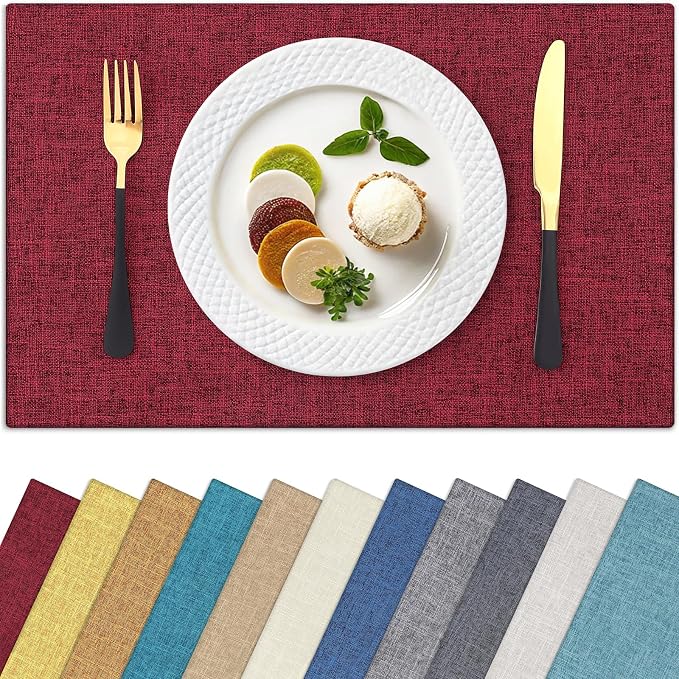 Homaxy Cloths Placemats for Dining Table Set of 4, Cotton Linen Blend Table Mats by Homaxy