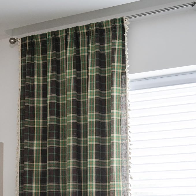 Sutuo Home Boho Curtains for Kitchen Nursery, Christmas Vintage Plaid Curtains - Image 3
