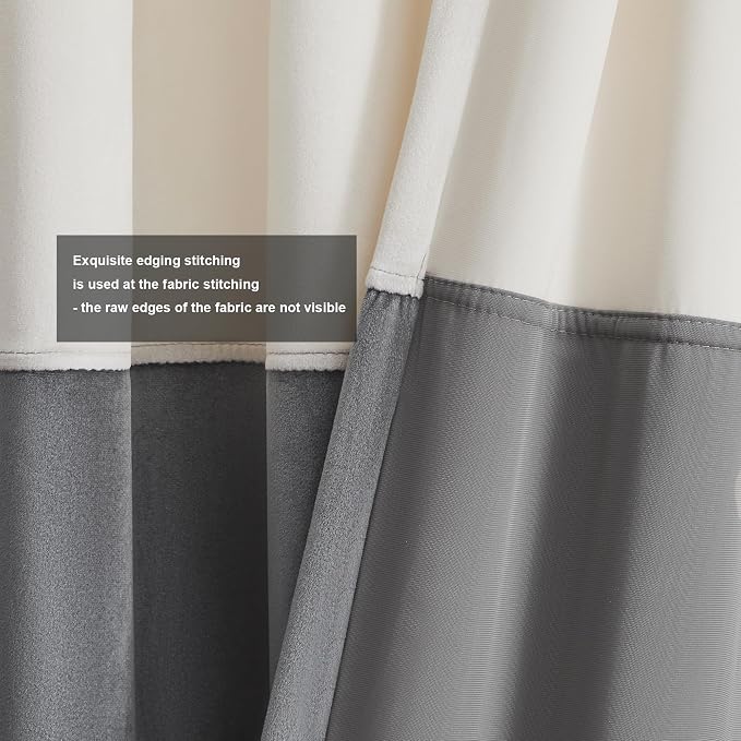 BULBUL Cream Ivory Gray 63 inches Velvet Curtains - Image 3