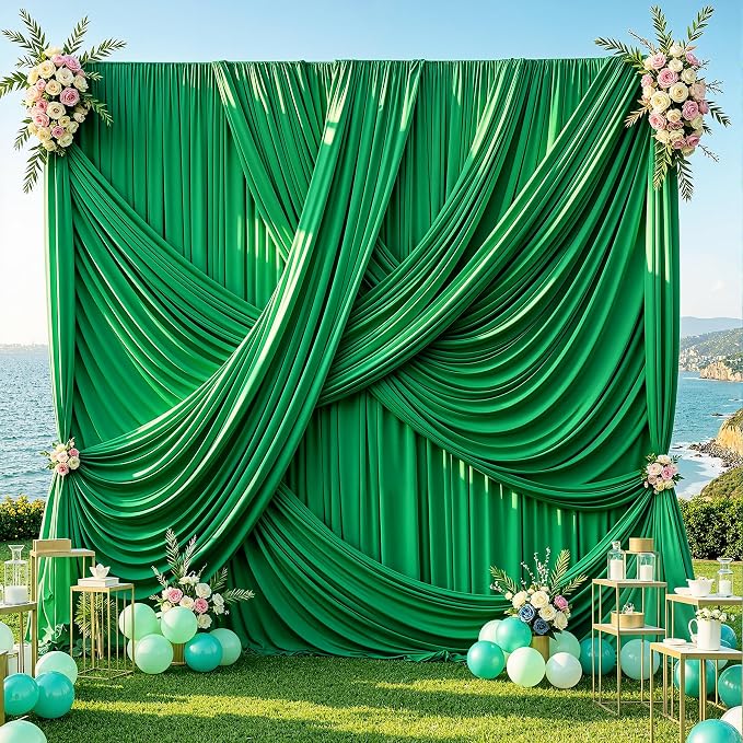 20x12 ft Green Backdrop Curtains - Image 2