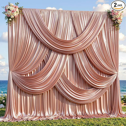 30x10ft Rose Gold Glitter Backdrop Curtain by Partisky
