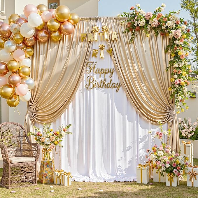 gogoparti 10x10FT Champagne Gold Sequin Backdrop Curtain - Image 2