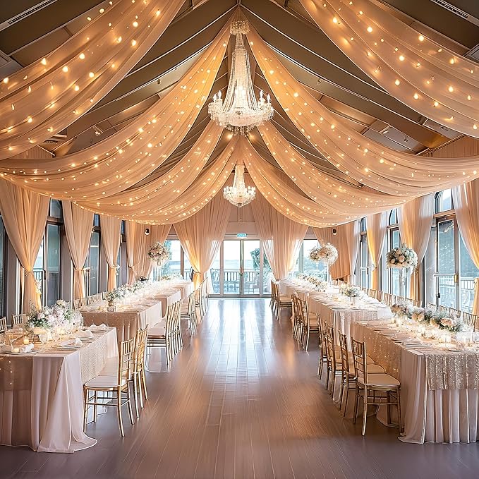 6 Panels Deep Champagne Ceiling Curtains - Image 4
