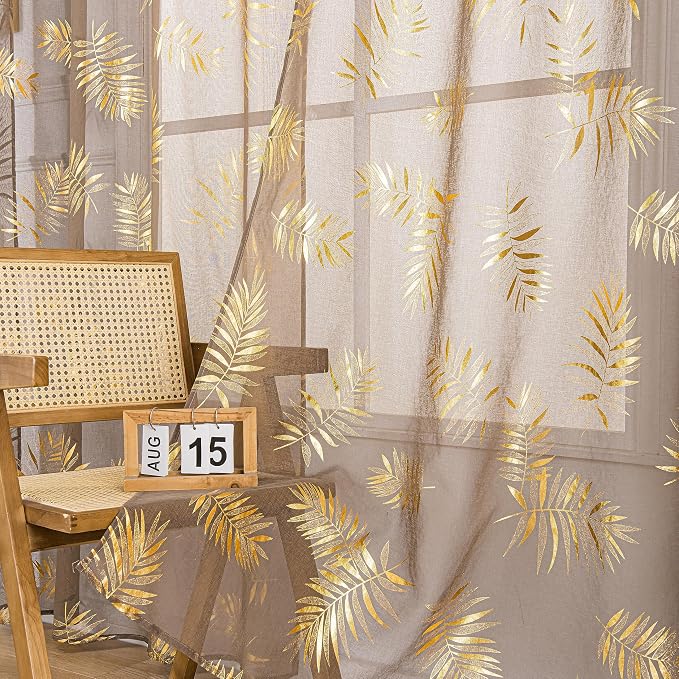 Sutuo Home Taupe Sheer Curtains 63 Inch Length 2 Panels Set, Privacy Window by SutuoHome