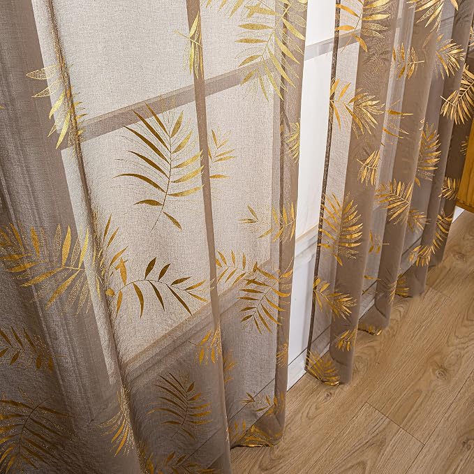 Sutuo Home Taupe Sheer Curtains 63 Inch Length 2 Panels Set, Privacy Window - Image 4