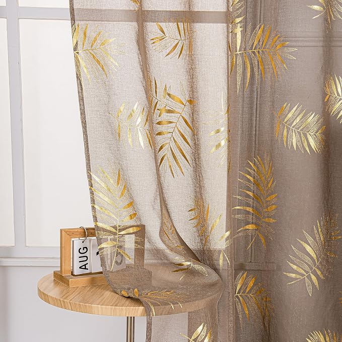 Sutuo Home Taupe Sheer Curtains 63 Inch Length 2 Panels Set, Privacy Window - Image 5