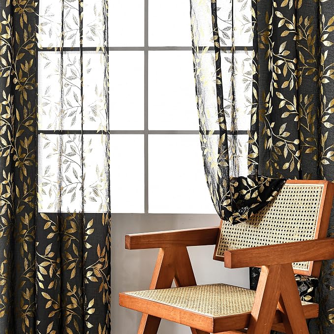 Sutuo Home Black Sheer Curtains 63 Inch Length 2 Panels Set, Privacy Window by SutuoHome
