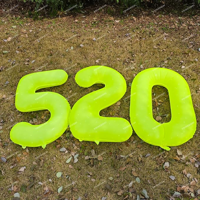 40 IN Fluorescent Yellow Number 4 Balloon Neon Yellow 4 Foil Balloon | - Image 5