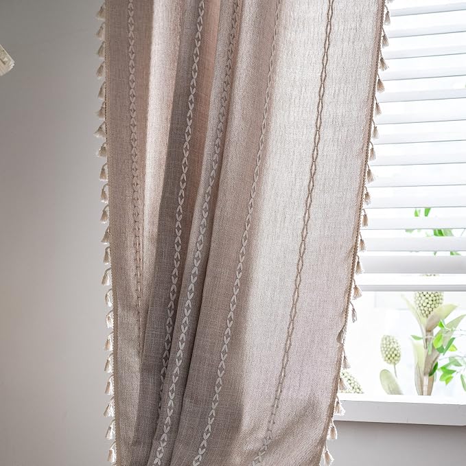 Sutuo Home Boho Curtains for Bedroom 96 Inches Long, Light Filtering Farmhouse - Image 4