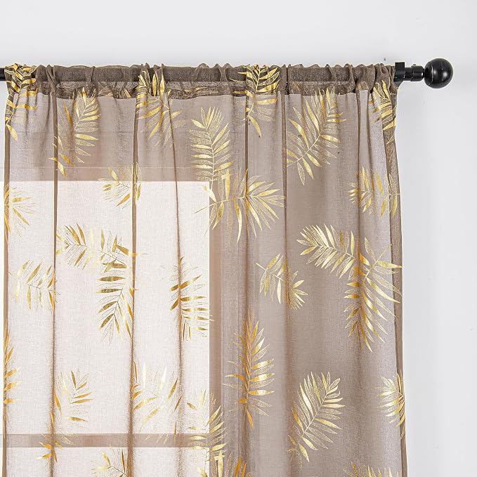 Sutuo Home Taupe Sheer Curtains 63 Inch Length 2 Panels Set, Privacy Window - Image 2