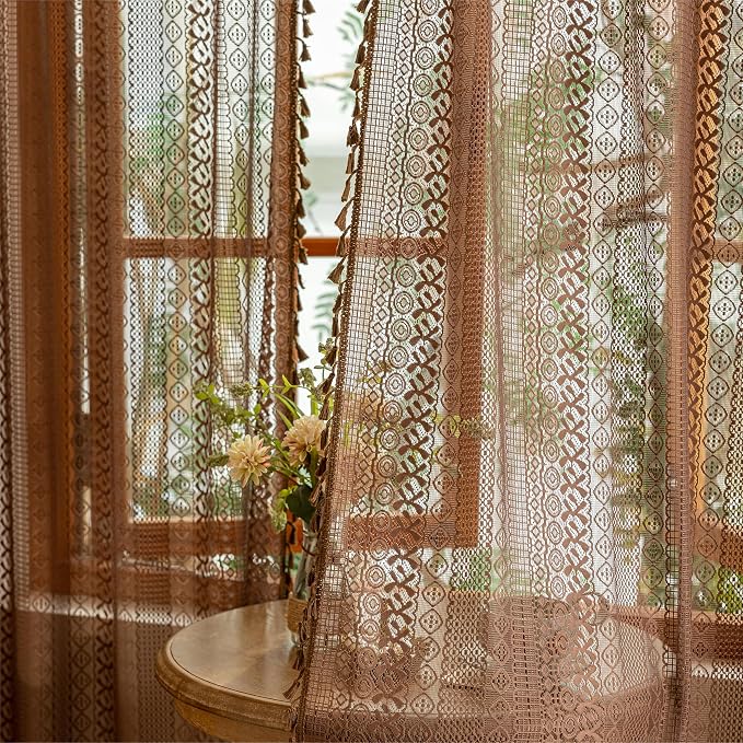 Sutuo Home Boho Lace Curtains 2 Panels Set - Image 8