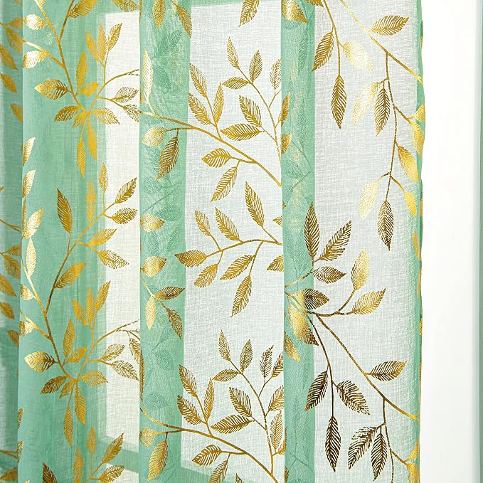 Sutuo Home Green Sheer Curtains 84 Inch Length 2 Panels Set, Privacy Voile - Image 5