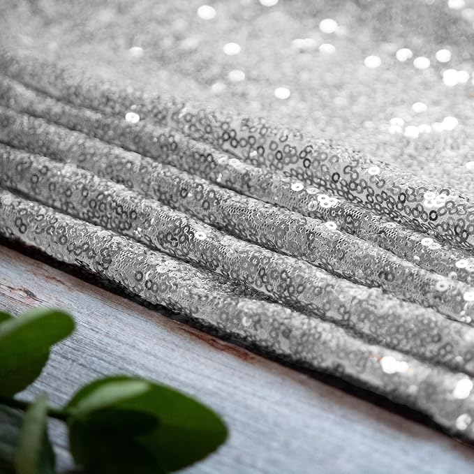 JYFLZQ Silver Sequin Backdrop Curtains 2ft x 8ft 2 Panel Glitter Photo Booth - Image 8