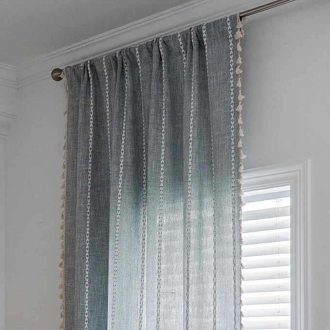 Sutuo Home Boho Curtains for Bedroom Living Room Kitchen, Semi Blackout Linen - Image 5