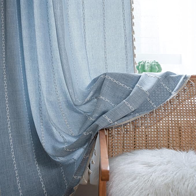Sutuo Home Boho Curtains for Bedroom 63 Inch Length, Light Filtering French - Image 2