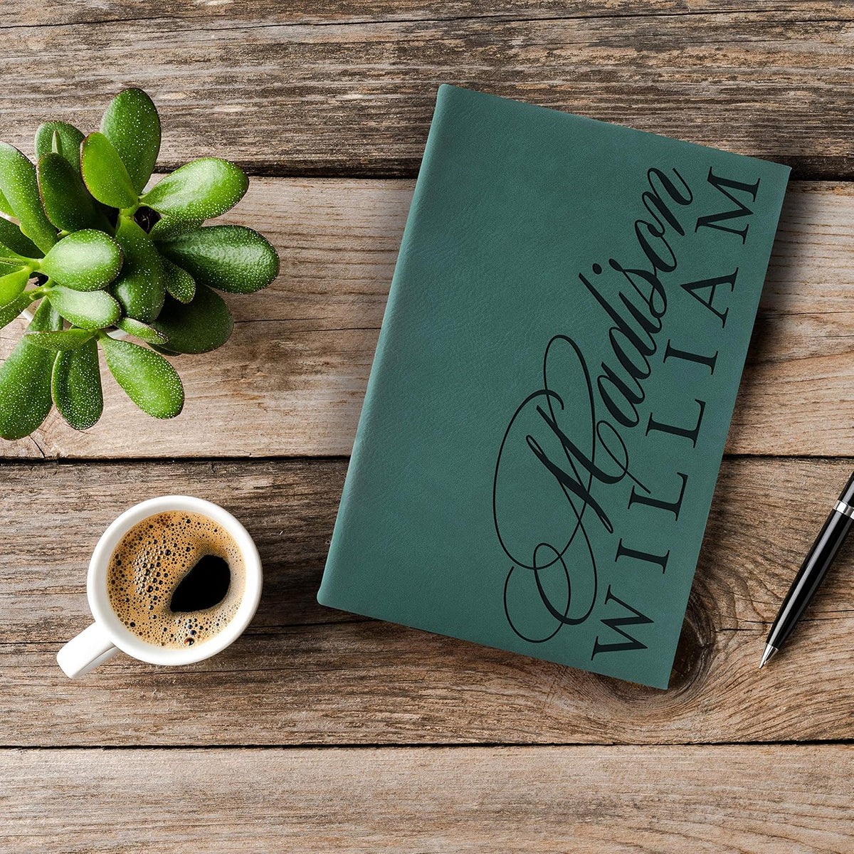Personal Leather Journal Notebooks | 12 Design, 9 Color - Teal | Journal for Women, Men - Custom Notebook to Write in - Diary for Girls, Women - Personalized Gift Idea for Girl, Boy, Mom and Dad