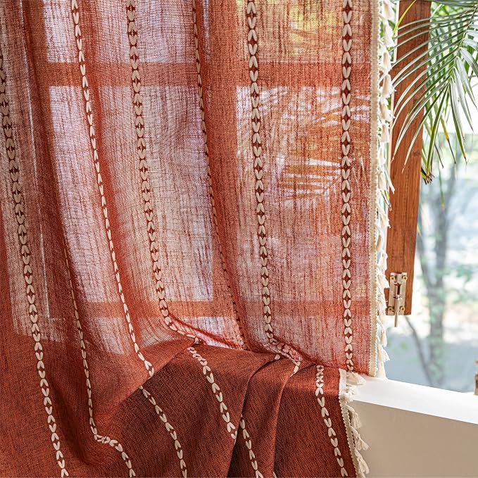 Sutuo Home Terracotta Boho Curtains - Image 9