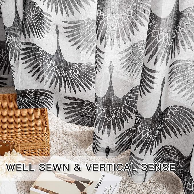 KGORGE 95 inch Long Linen Curtains Semi Sheer Curtains Privacy Protect - Image 4