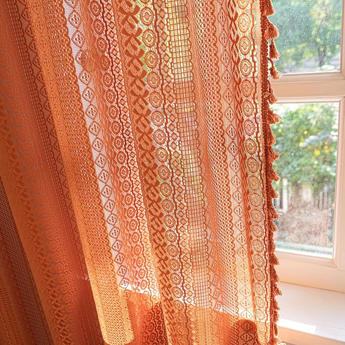 Sutuo Home Burnt Orange Boho Curtains 102 inches Long - Image 7