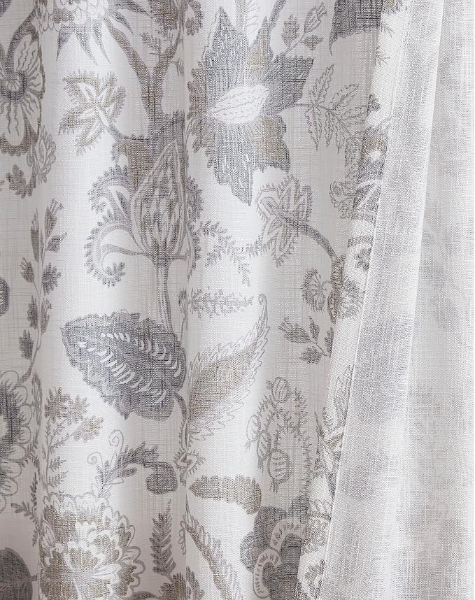 Kayne Studio Grey Floral Botanical Rod Pocket Light Filtering Curtains 102" | - Image 3