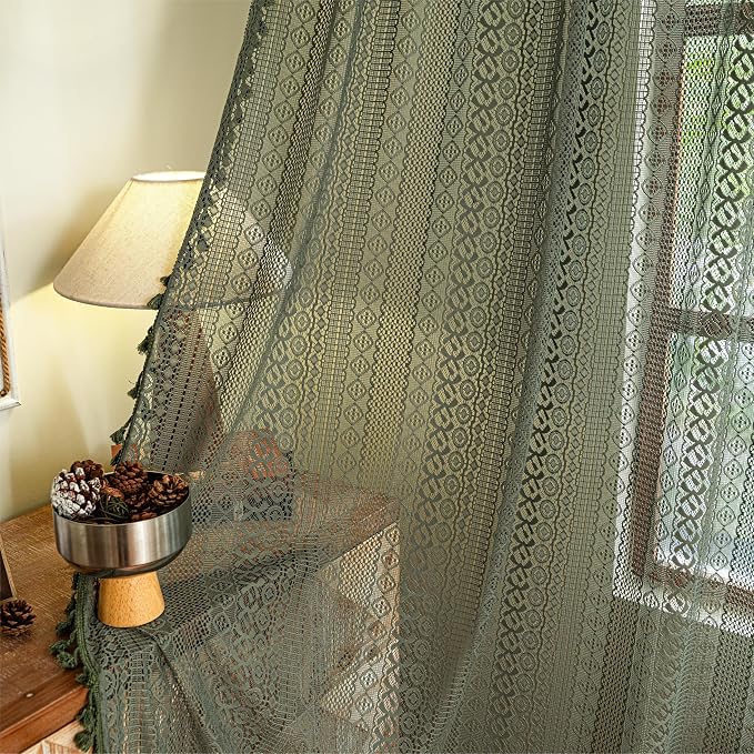 Sutuo Home Olive Green Boho Curtains 63 inches Long - Image 7