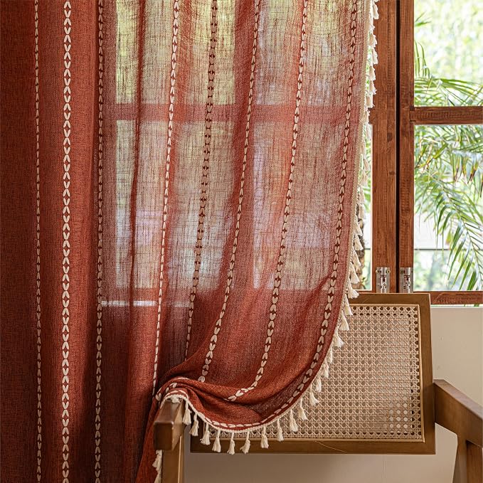 Sutuo Home Terracotta Boho Curtains - Image 3