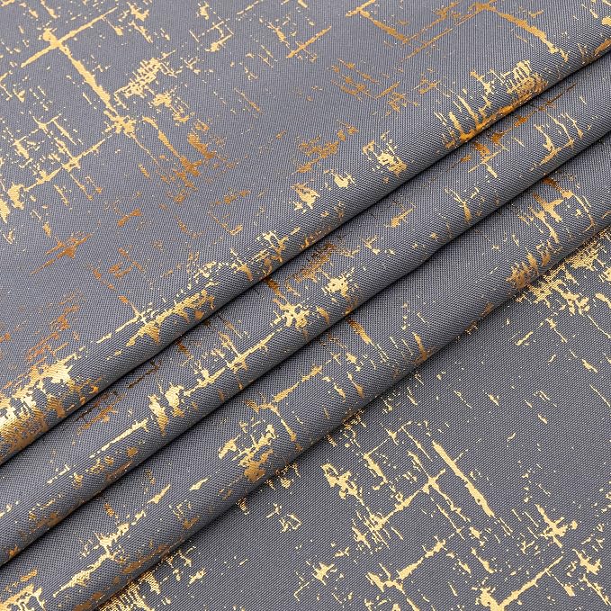 Taisier Home Gold Foil Print Linen Textured Curtains Geometric Dots Pattern - Image 5