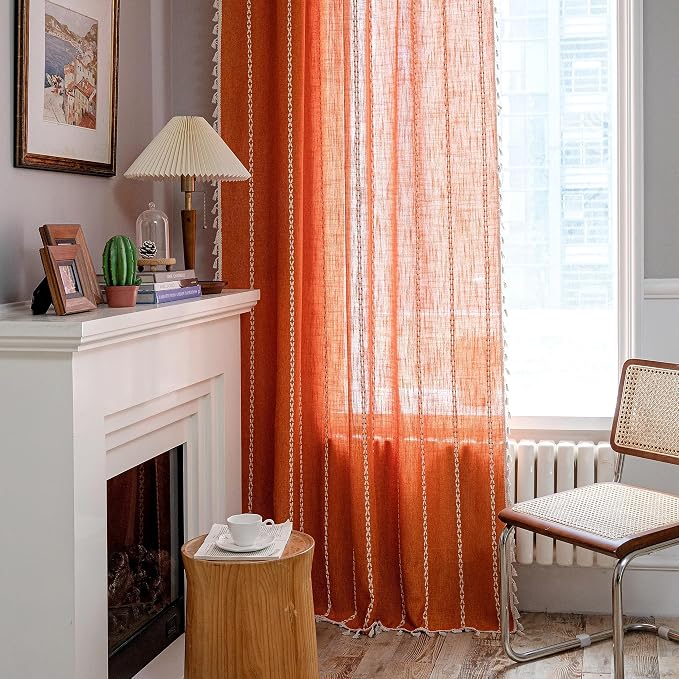 Sutuo Home Orange Boho Curtains - Image 5