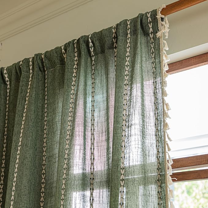 Sutuo Home Olive Green Boho Curtains - Image 5