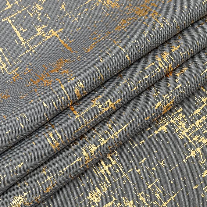 Taisier Home Gold Foil Print Linen Textured Curtains Geometric Dots Pattern - Image 5