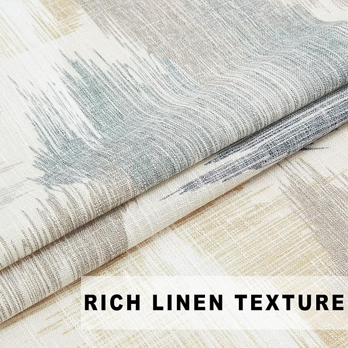 Kayne Studio Blue Tan Boho Geo Rod Pocket Semi Sheer Curtains 95 Inch Long | - Image 4