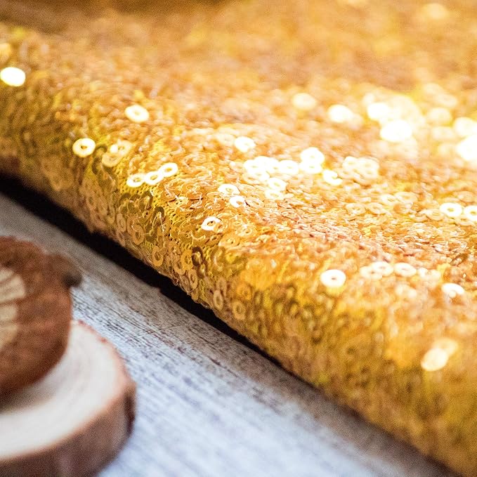 JYFLZQ Gold Sequin Backdrop Curtains 2ft x 8ft 2 Panel Glitter Photo Booth - Image 7