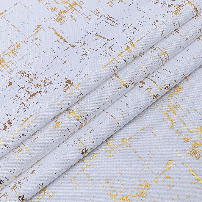 Taisier Home Gold Foil Print Linen Textured Curtains Geometric Dots Pattern - Image 6