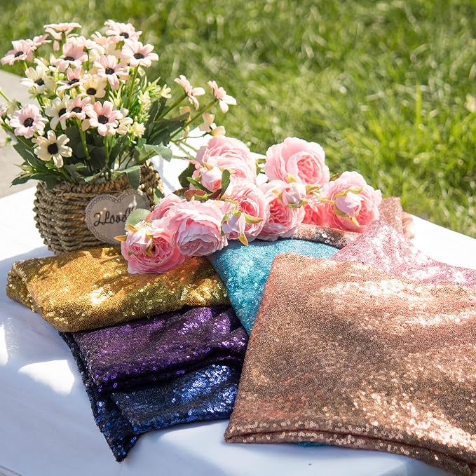 JYFLZQ Navy Blue Sequin Backdrop Curtains 2ft x 8ft 4 Panel Glitter Photo Booth - Image 7