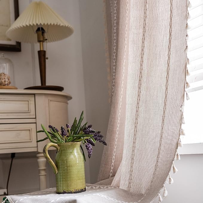 Sutuo Home Boho Curtains for Bedroom 96 Inches Long, Light Filtering Farmhouse - Image 5