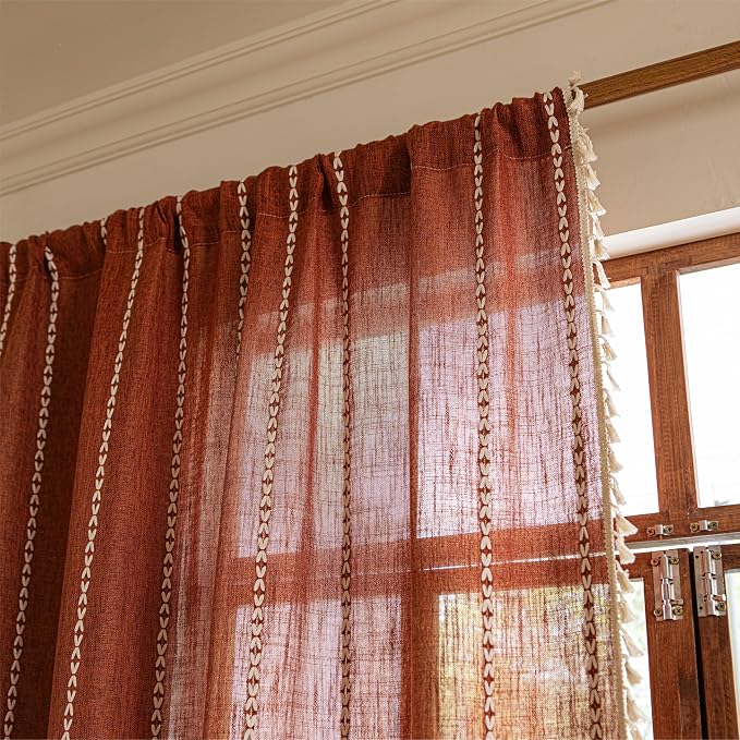 Sutuo Home Terracotta Boho Curtains - Image 4