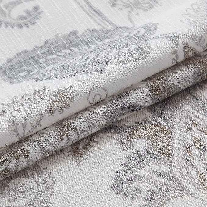 Kayne Studio Linen Grey Floral Botanical Light Filtering Curtains 63 Inches | - Image 5