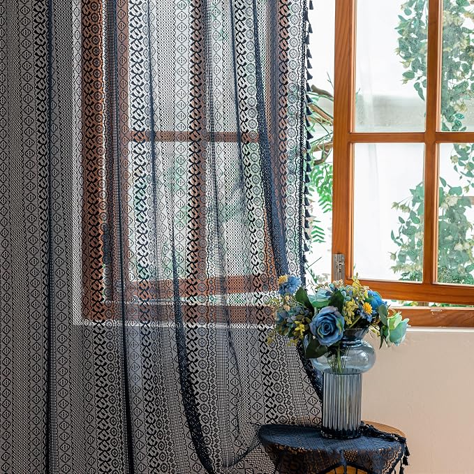Sutuo Home Sheer Boho Curtains 63 Inch Length by SutuoHome