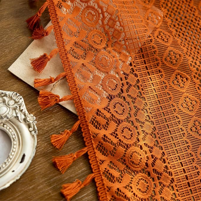 Sutuo Home Terracotta Boho Kitchen Curtains 54 inches Long, Burnt Orange - Image 6