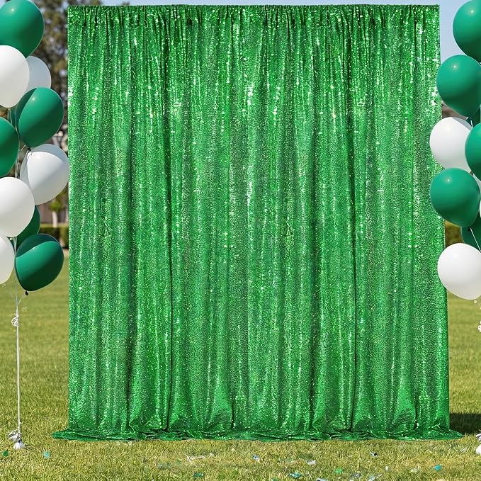 Green Sequin Backdrop Curtains-2 Panels 3FTx8FT Green Backdrop - Image 6