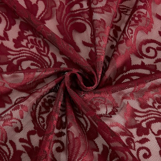 Bujasso Burgundy Red Lace Sheer Curtains - Image 4
