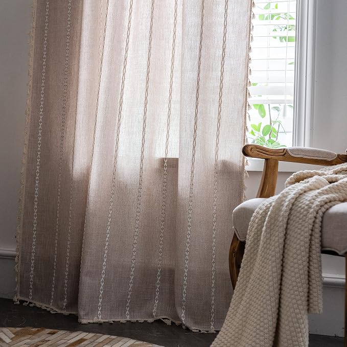 Sutuo Home Boho Curtains for Bedroom 96 Inches Long, Light Filtering Farmhouse - Image 6