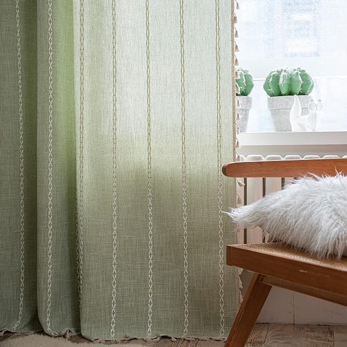 Sutuo Home Boho Curtains for Bedroom 96 Inches Long, Light Filtering Farmhouse - Image 3